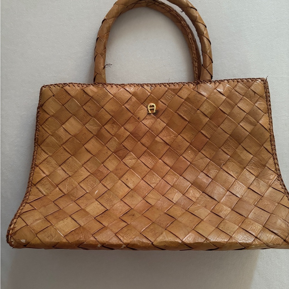 Vintage Etienne Aigner Woven Tan Handbag